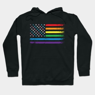 LGBT Rainbow American Flag | LGBTQ 4th of July | Transgender Gay Pride Hoodie